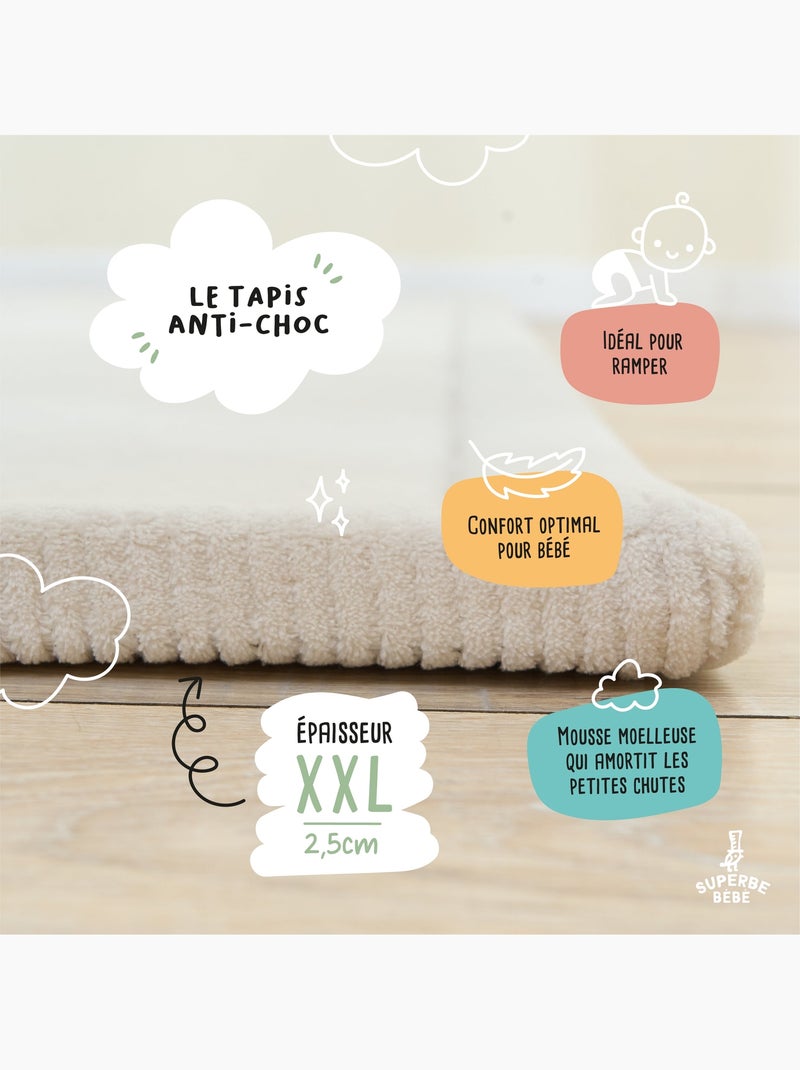 Tapis d'éveil et de jeu en mousse  - 200x150x2,5 - Coccon Plus | SUPERBE BEBE Blanc - Kiabi