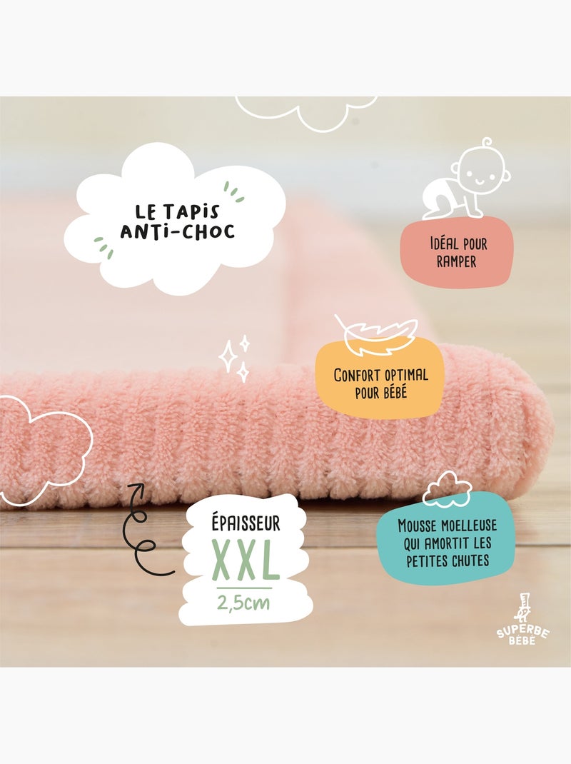 Tapis d'éveil et de jeu en mousse  - 200x150x2,5 - Coccon Plus | SUPERBE BEBE Rose - Kiabi