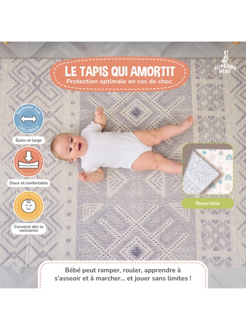 Tapis d'éveil pliable en mousse, réversible et imperméable - 180x120x1 - NORDIC | SUPERBE BEBE - Kiabi Tapis d'éveil pliable en mousse, réversible et imperméable - 180x120x1 - NORDIC | SUPERBE BEBE - Kiabi