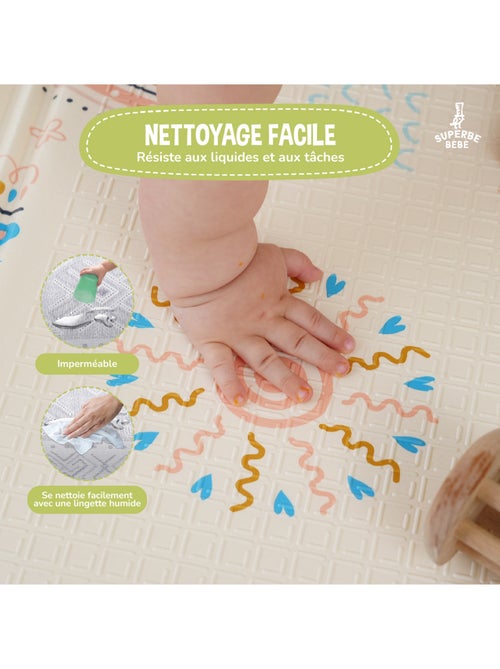 Tapis d'éveil pliable en mousse, réversible et imperméable - 180x120x1 - NORDIC | SUPERBE BEBE - Kiabi Tapis d'éveil pliable en mousse, réversible et imperméable - 180x120x1 - NORDIC | SUPERBE BEBE - Kiabi