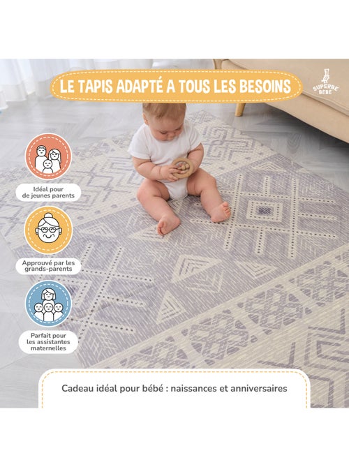 Tapis d'éveil pliable en mousse, réversible et imperméable - 180x120x1 - NORDIC | SUPERBE BEBE - Kiabi Tapis d'éveil pliable en mousse, réversible et imperméable - 180x120x1 - NORDIC | SUPERBE BEBE - Kiabi