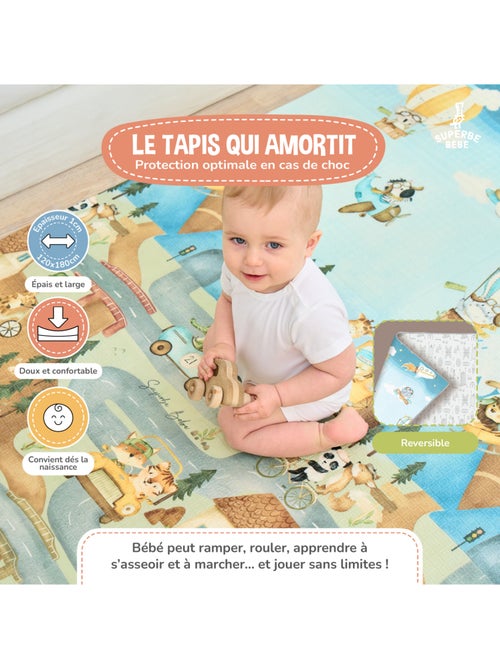 Tapis d'éveil pliable en mousse, réversible et imperméable - 180x120x1 - PTEROGLYPHE | SUPERBE BEBE - Kiabi Tapis d'éveil pliable en mousse, réversible et imperméable - 180x120x1 - PTEROGLYPHE | SUPERBE BEBE - Kiabi