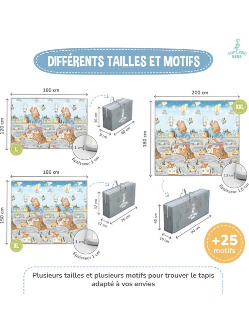 Tapis d'éveil pliable en mousse, réversible et imperméable - 180x120x1 - PTEROGLYPHE | SUPERBE BEBE - Kiabi Tapis d'éveil pliable en mousse, réversible et imperméable - 180x120x1 - PTEROGLYPHE | SUPERBE BEBE - Kiabi