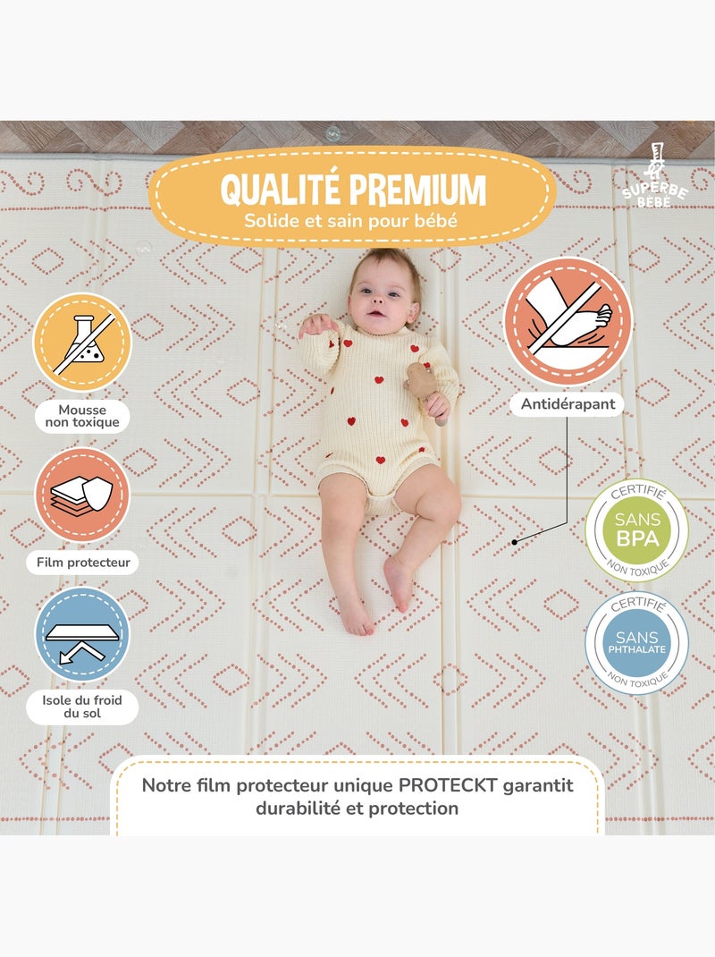 Tapis d'éveil pliable en mousse, réversible et imperméable - 180x150x1 - CASTLE | SUPERBE BEBE Bleu Multicolore - Kiabi