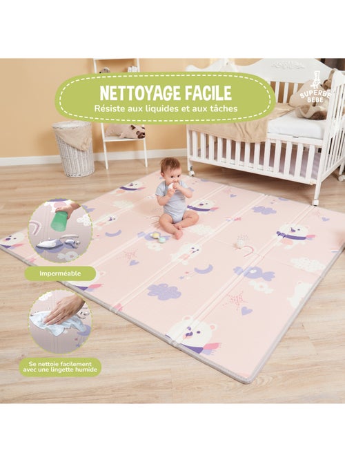 Tapis d'éveil pliable en mousse, réversible et imperméable - 180x150x1 - PINK PANDA | SUPERBE BEBE - Kiabi Tapis d'éveil pliable en mousse, réversible et imperméable - 180x150x1 - PINK PANDA | SUPERBE BEBE - Kiabi