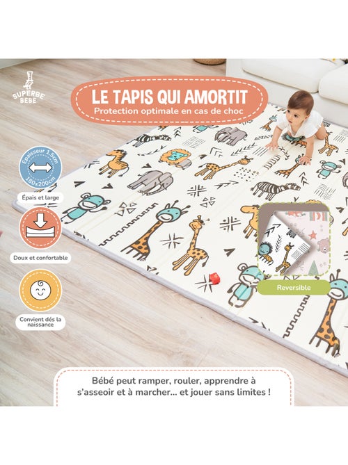 Tapis d'éveil pliable en mousse, réversible et imperméable - 200x180x1,5 - FOX | SUPERBE BEBE - Kiabi Tapis d'éveil pliable en mousse, réversible et imperméable - 200x180x1,5 - FOX | SUPERBE BEBE - Kiabi