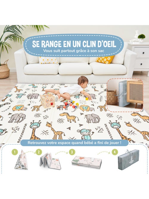 Tapis d'éveil pliable en mousse, réversible et imperméable - 200x180x1,5 - FOX | SUPERBE BEBE - Kiabi Tapis d'éveil pliable en mousse, réversible et imperméable - 200x180x1,5 - FOX | SUPERBE BEBE - Kiabi