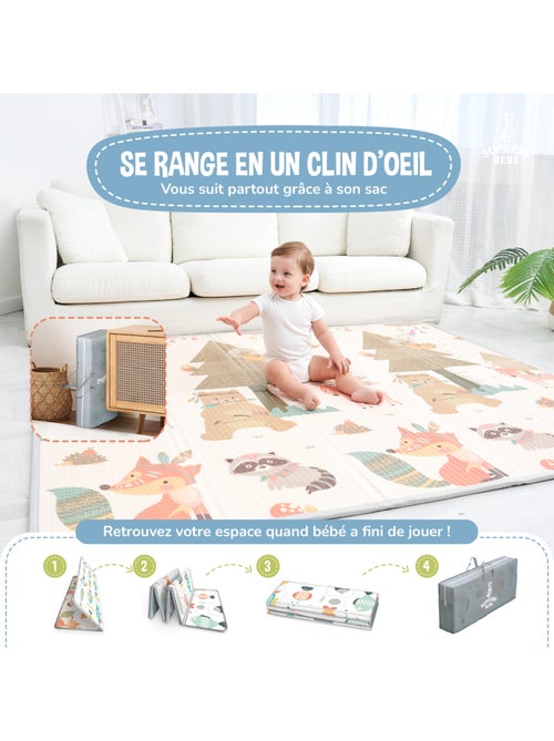 Tapis d'éveil pliable en mousse, réversible et imperméable - 200x180x1,5 - INDIANS | SUPERBE BEBE - Kiabi Tapis d'éveil pliable en mousse, réversible et imperméable - 200x180x1,5 - INDIANS | SUPERBE BEBE - Kiabi