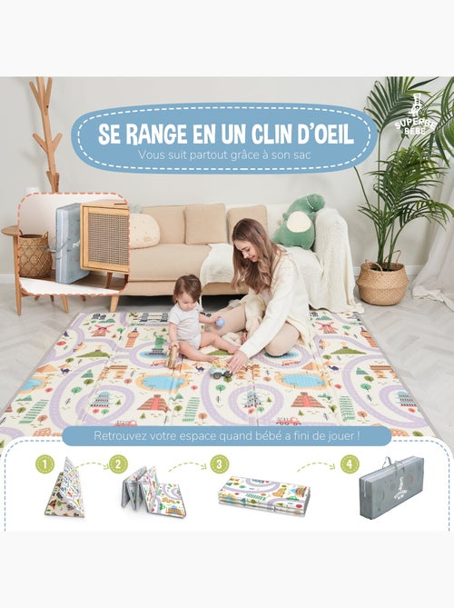 Tapis d'éveil pliable en mousse, réversible et imperméable - 200x180x1,5 - MONUMENTS | SUPERBE BEBE - Kiabi
