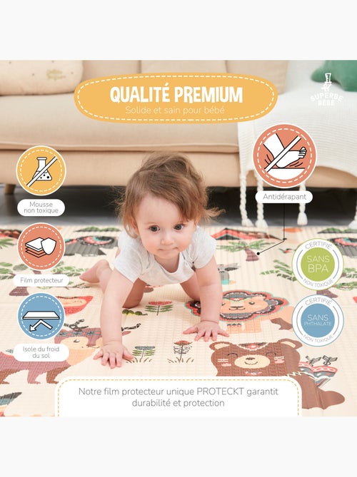 Tapis d'éveil pliable en mousse, réversible et imperméable - 200x180x1,5 - MONUMENTS | SUPERBE BEBE - Kiabi