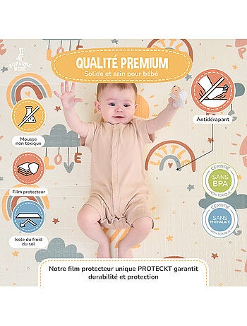 Tapis d'éveil pliable en mousse, réversible et imperméable - 180x150x1 - CASTLE | SUPERBE BEBE