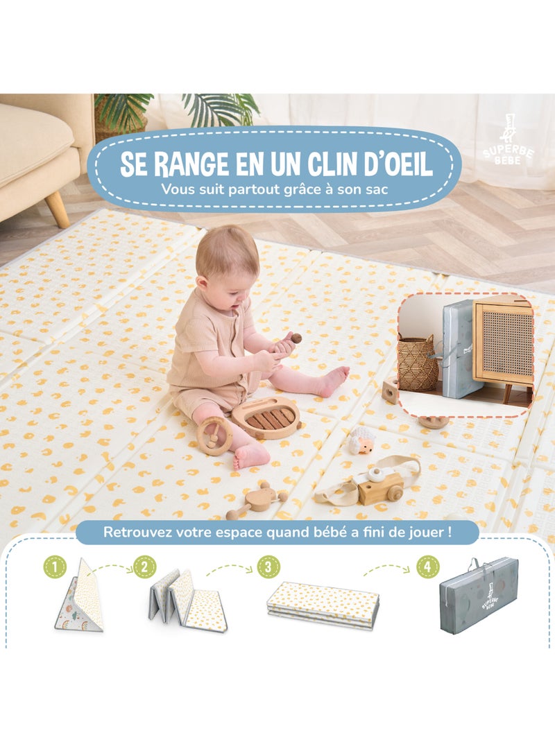 Tapis d'éveil pliable en mousse, réversible et imperméable 200x180x1,5-PURE BIG LOVE| SUPERBE BEBE Vert d'eau - Kiabi