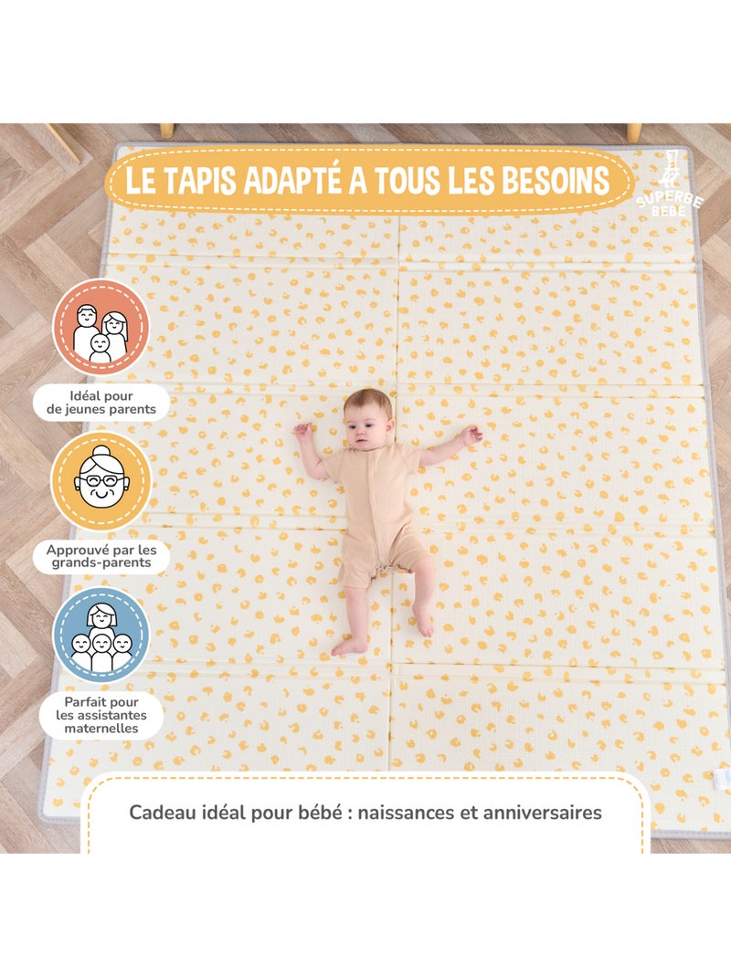 Tapis d'éveil pliable en mousse, réversible et imperméable 200x180x1,5-PURE BIG LOVE| SUPERBE BEBE Vert d'eau - Kiabi