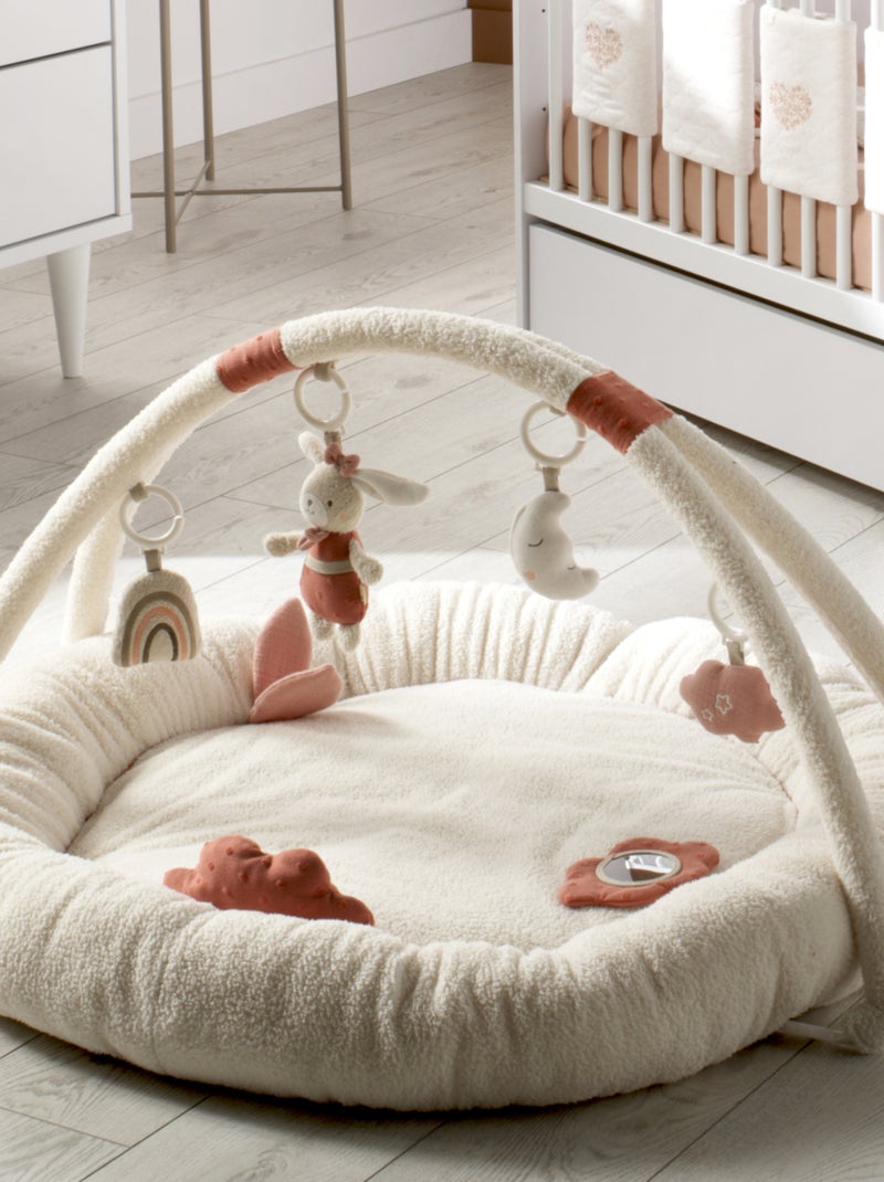 Tapis d'éveil rond en bouclette coton bio - sauthon Blanc Rose - Kiabi