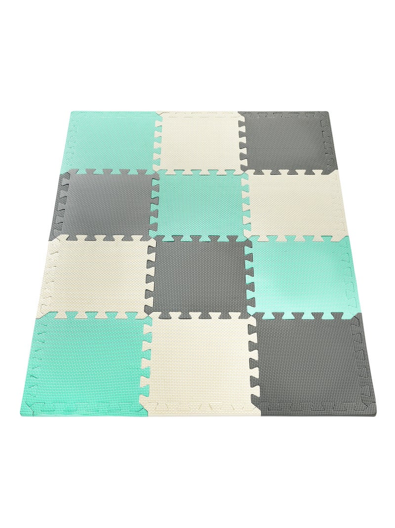 Tapis d'eveil tapis puzzle bébé 120*90*1,2 cm, 12 pièces avec des bords Multicolore - Kiabi