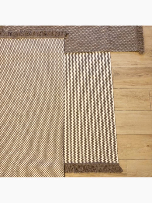 Tapis en laine et coton à motif pointillé texturé - Kiabi