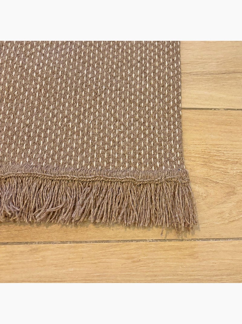 Tapis en laine et coton à motif pointillé texturé Beige clair - Kiabi