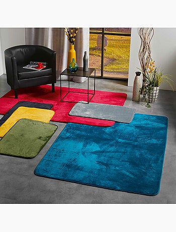 Tapis rectangle – flanelle unie ultra douce – finition biais