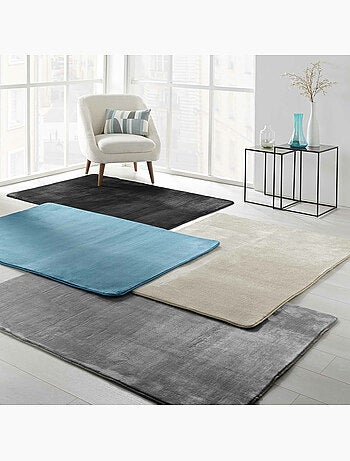 Tapis rectangle – flanelle unie ultra douce – finition biais