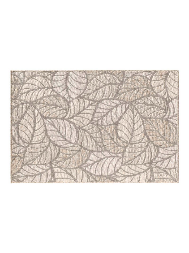 Tapis tissé feuilles Beige clair - Kiabi