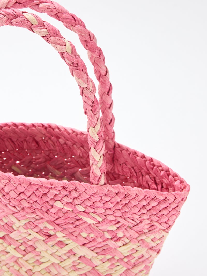 Tas van gevlochten papier Rose - Kiabi