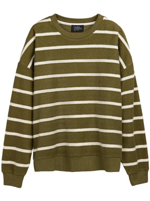 Teddy Smith Andy Dames Sweatshirt Kaki/Wit - Kiabi Teddy Smith Andy Dames Sweatshirt Kaki/Wit - Kiabi
