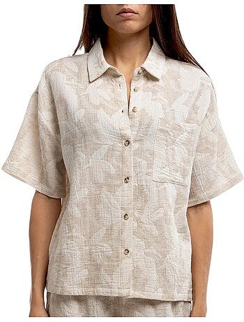 Teddy smith bloemen overhemd beige/wit