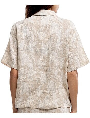 Teddy smith bloemen overhemd beige/wit
