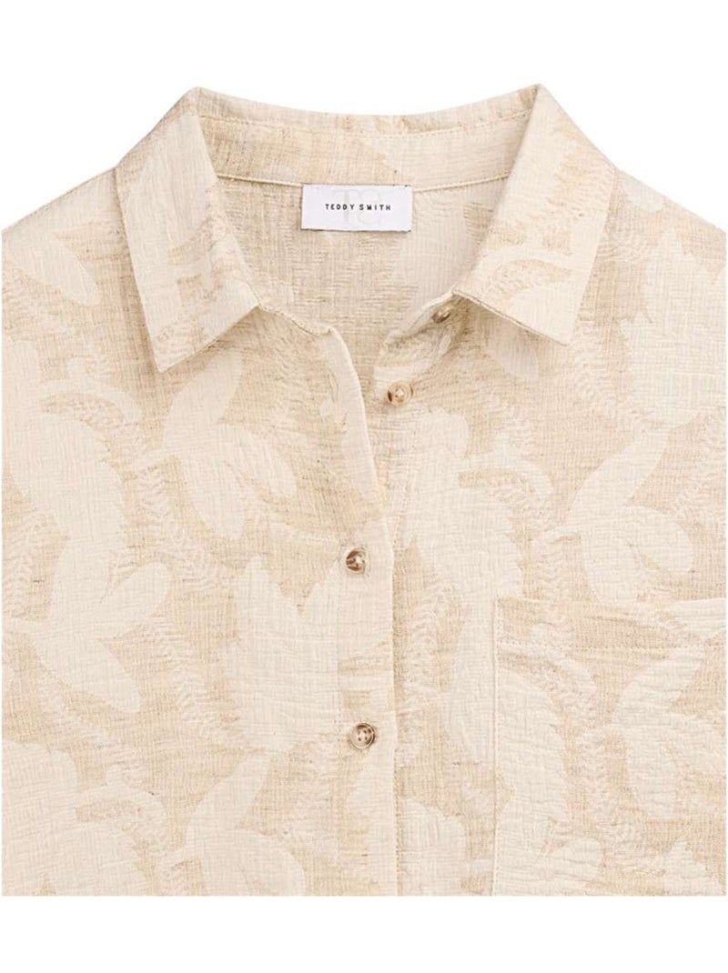Teddy Smith Bloemen overhemd beige/wit Beige - Kiabi