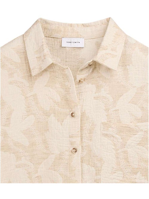 Teddy Smith Bloemen overhemd beige/wit - Kiabi Teddy Smith Bloemen overhemd beige/wit - Kiabi