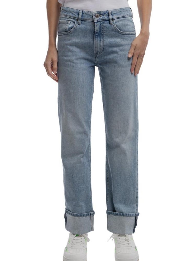 Teddy smith boyfriend jeans voor meisjes - rechte pasvorm - blauw Blauw - Kiabi