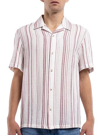 Teddy smith celestio bordeaux gestreepte herenoverhemd