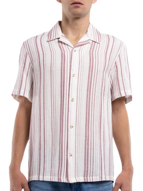 Teddy Smith Celestio Bordeaux Gestreepte Herenoverhemd - Kiabi Teddy Smith Celestio Bordeaux Gestreepte Herenoverhemd - Kiabi