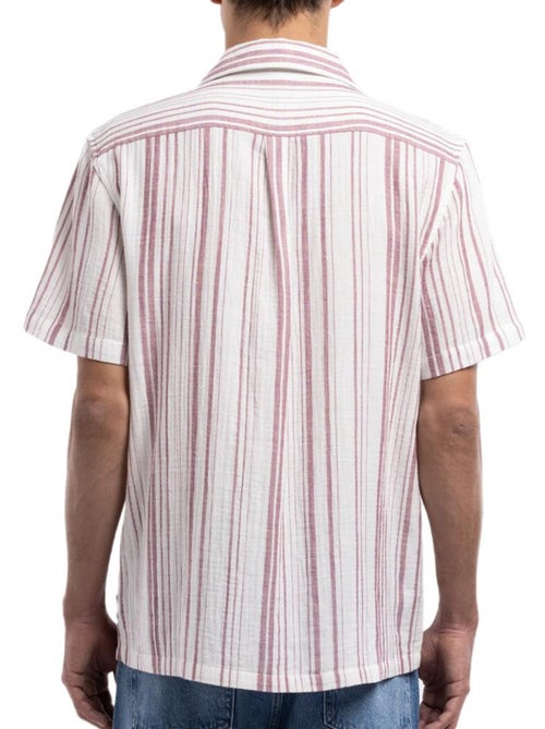 Teddy Smith Celestio Bordeaux Gestreepte Herenoverhemd - Kiabi Teddy Smith Celestio Bordeaux Gestreepte Herenoverhemd - Kiabi