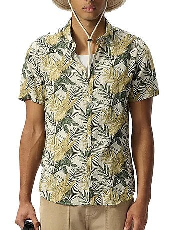 Teddy smith dixon heren overhemd met kaki print