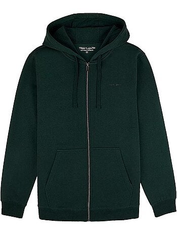 Teddy smith giclass little donkergroen zip-sweater voor heren