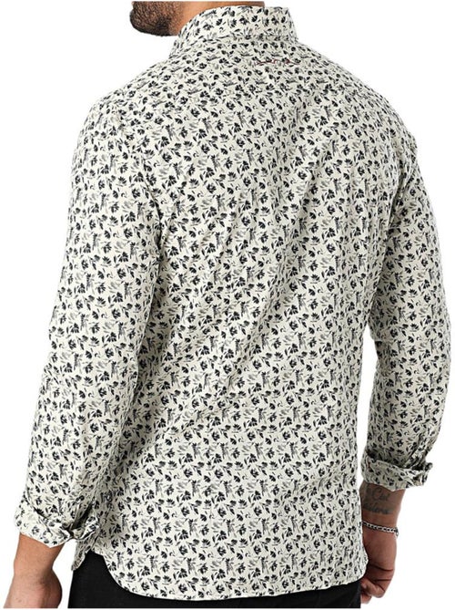 Teddy Smith Heren overhemd met bloemenprint Beige/Zwart Stretch - Kiabi Teddy Smith Heren overhemd met bloemenprint Beige/Zwart Stretch - Kiabi