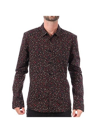 Teddy smith heren overhemd met bloemenprint zwart/rood