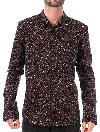 Teddy smith heren overhemd met bloemenprint zwart/rood