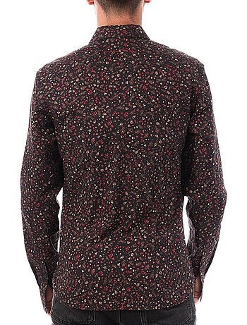 Teddy smith heren overhemd met bloemenprint zwart/rood