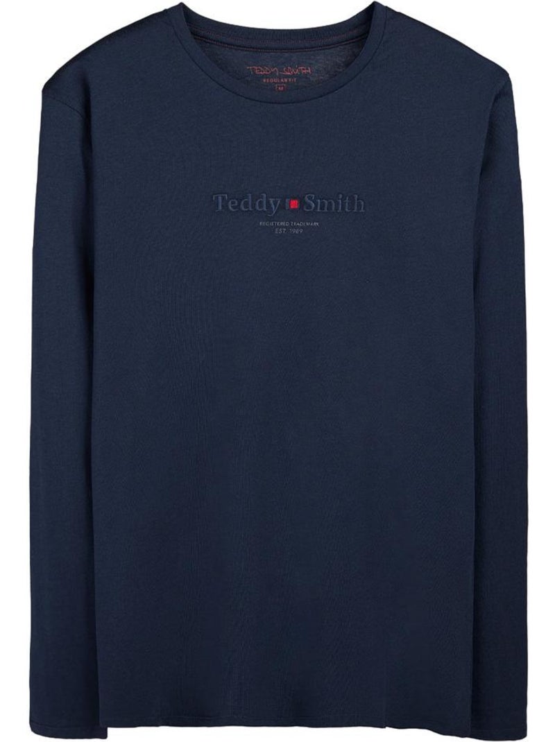 Teddy smith jim heren t-shirt lange mouwen marineblauw Marineblauw - Kiabi