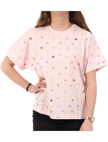 Teddy smith kady t-shirt voor dames met rozenprint