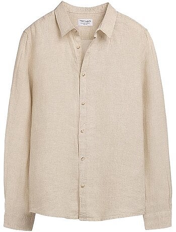 Teddy smith linnen overhemd voor heren - beige