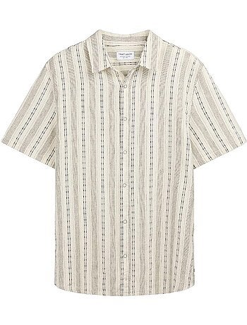 Teddy smith pietro stripe beige linnen overhemd voor heren