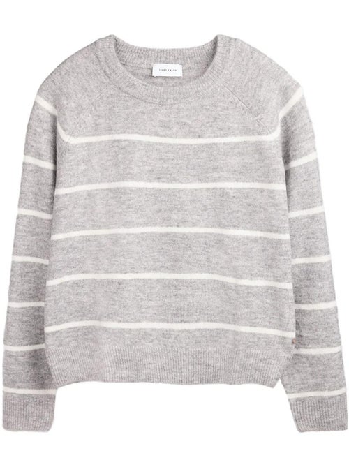Teddy Smith Plali Gestreepte Trui Grijs/Wit voor Dames - Kiabi Teddy Smith Plali Gestreepte Trui Grijs/Wit voor Dames - Kiabi