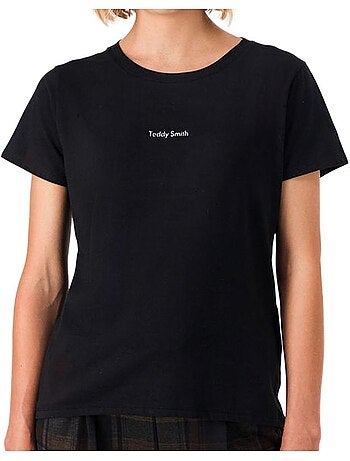 Teddy smith ribelle marineblauw geribbeld t-shirt voor dames