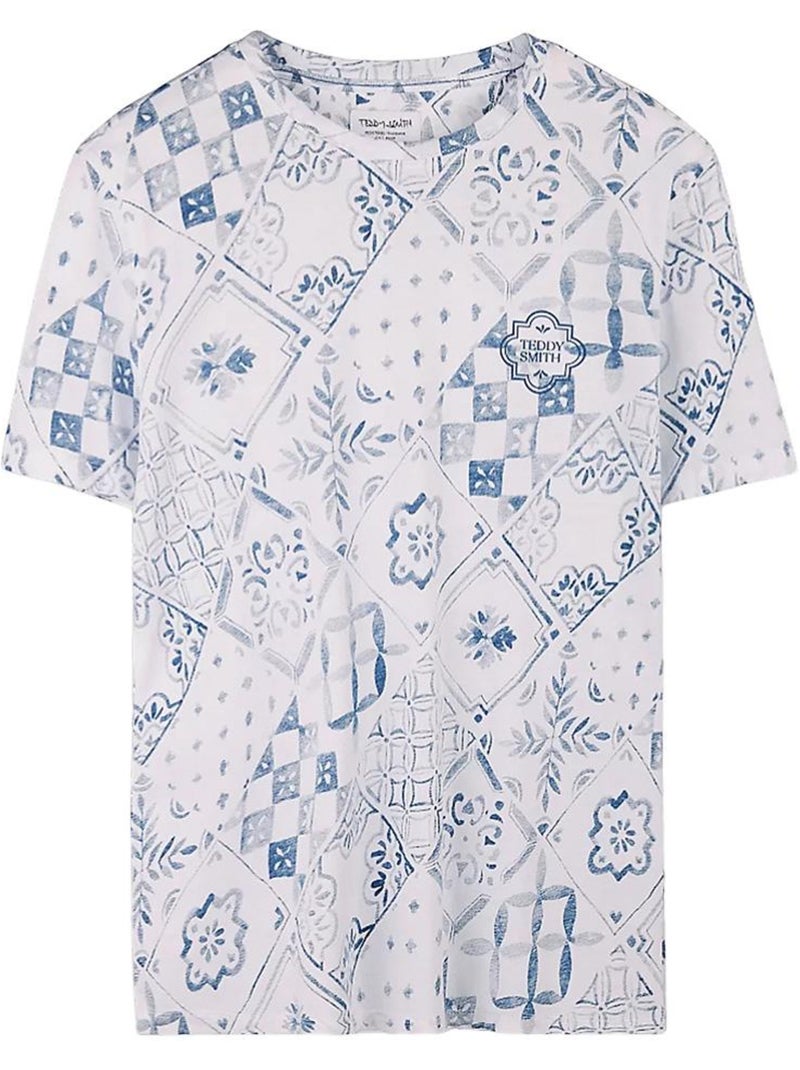Teddy smith tareski t-shirt voor heren - blauw/wit Wit - Kiabi