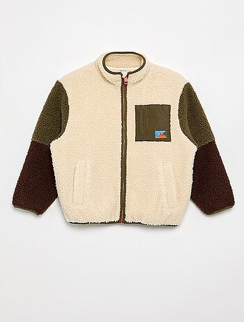 Teddy sweatshirt met rits en opstaande kraag