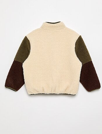 Teddy sweatshirt met rits en opstaande kraag