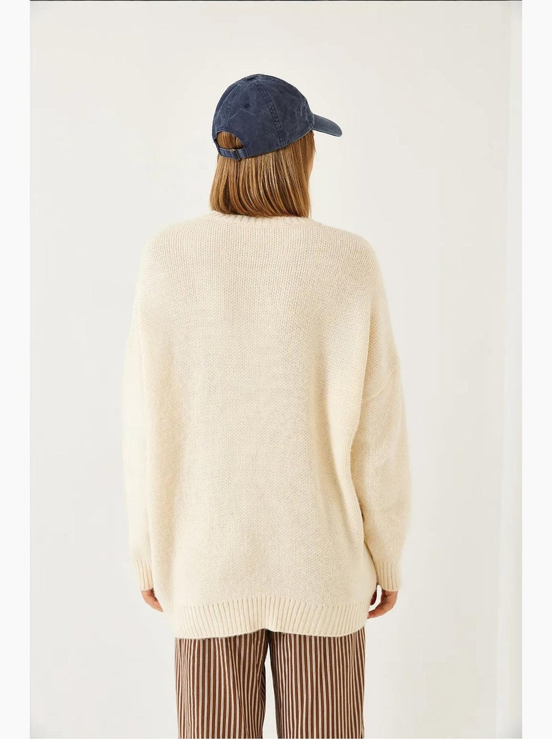 Teddybeer print oversized gebreide trui lucci Klei-beige - Kiabi